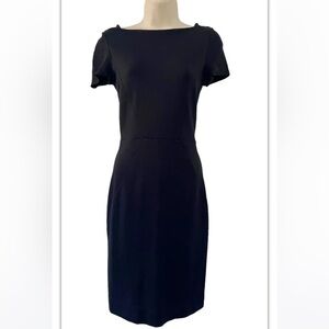 Banana Republic Woman's Sz 2P 2 Petite Black Short Sleeve Ponte Knit Dress